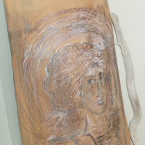 Άγιος ζωγραφισμένος σε κεραμίδα 100 χρόνων.